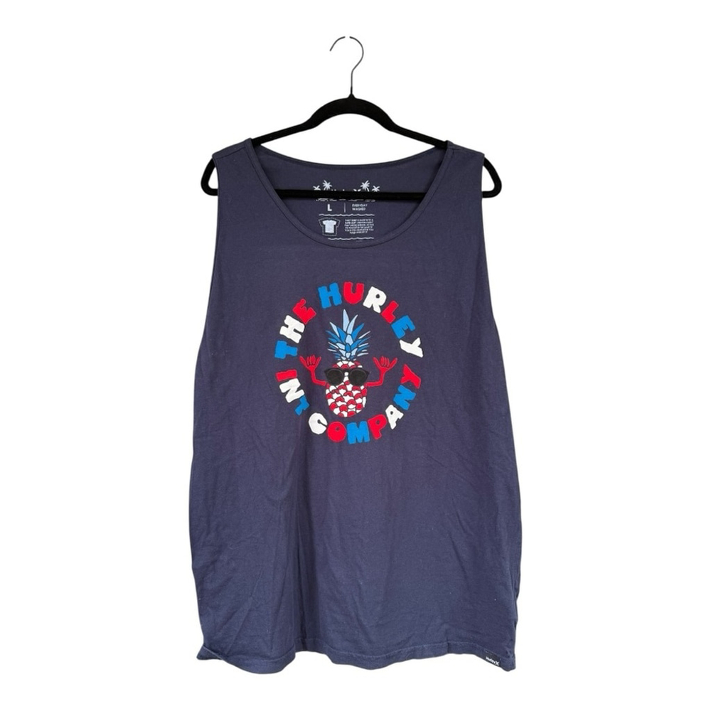Hurley Men’s Large Everyday Washed Pineapple Shaka Tank Top NWT Navy Blue